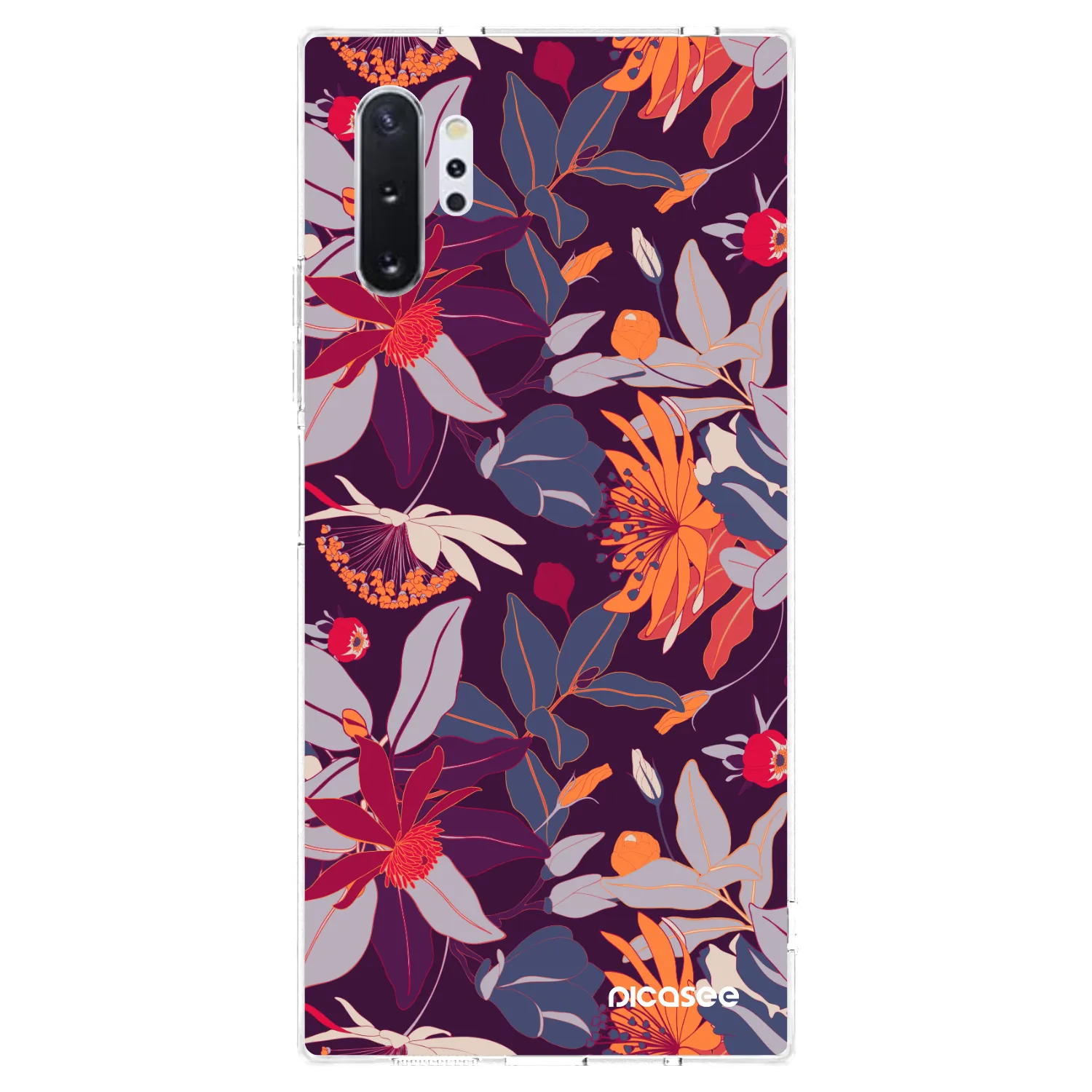 Picasee Samsung Galaxy Note 10+ N975F Hülle - Transparentes Silikon - Purple Leaf