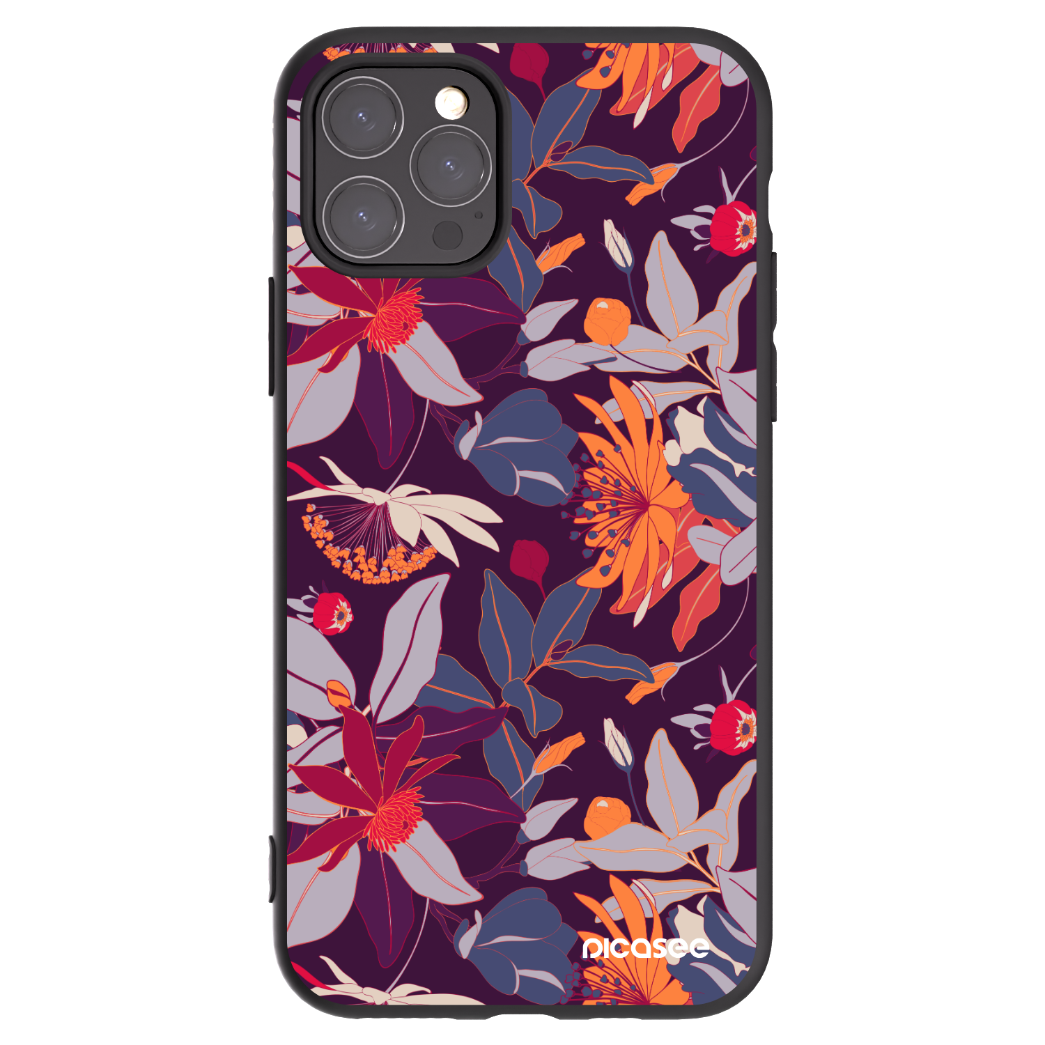 Picasee Apple iPhone 11 Pro Hülle - Schwarzes Silikon - Purple Leaf