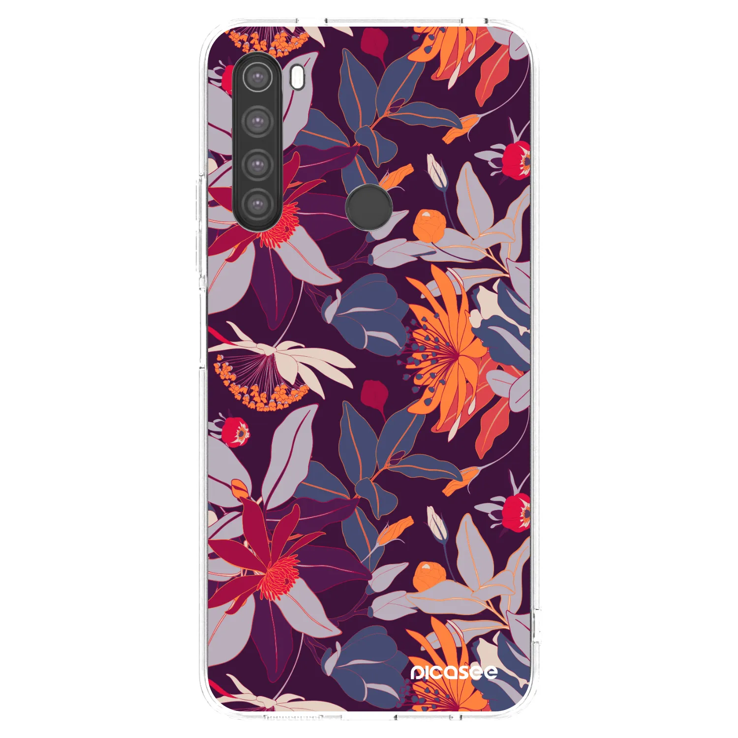 Picasee Xiaomi Redmi Note 8 Hülle - Transparentes Silikon - Purple Leaf