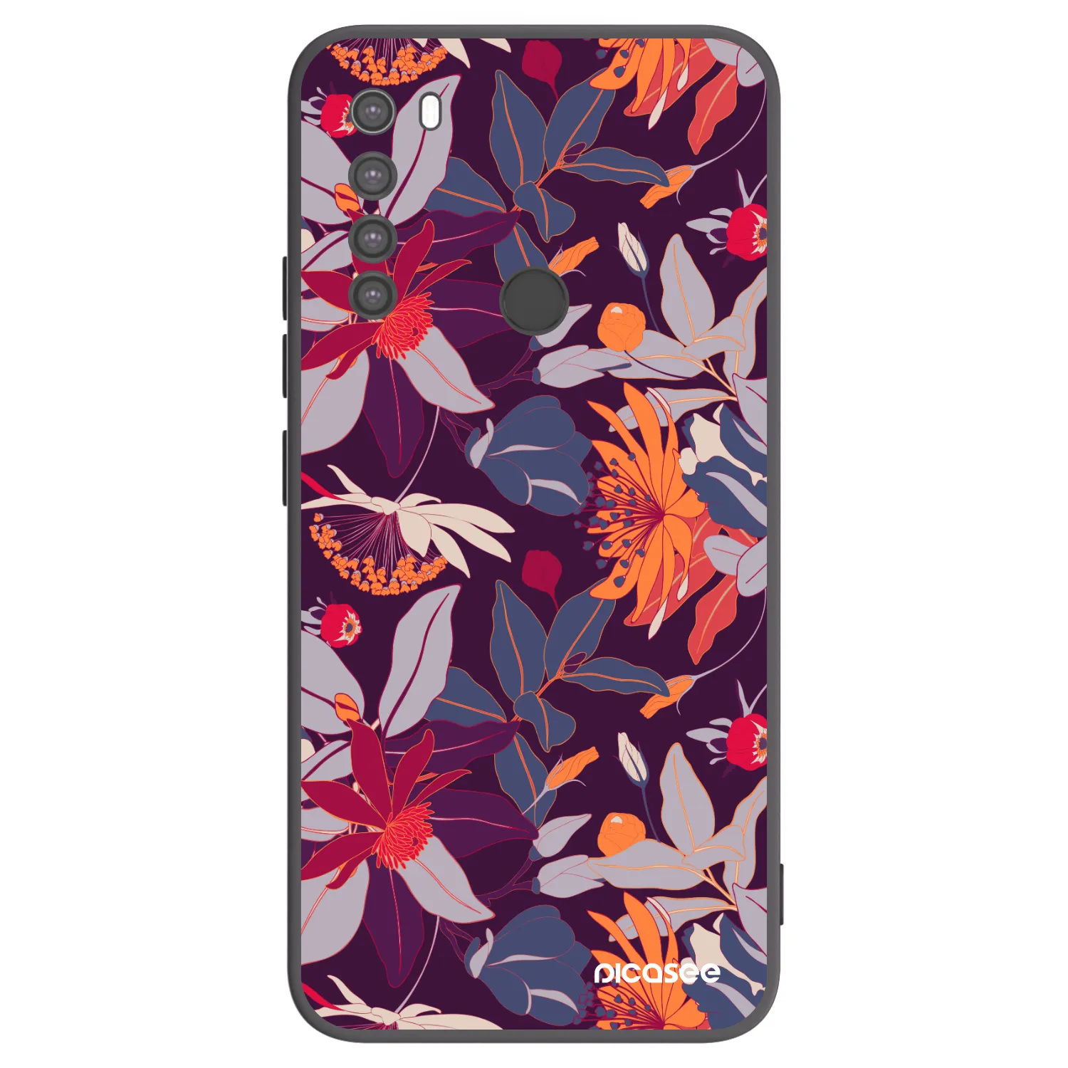 Picasee Xiaomi Redmi Note 8 Hülle - Schwarzes Silikon - Purple Leaf