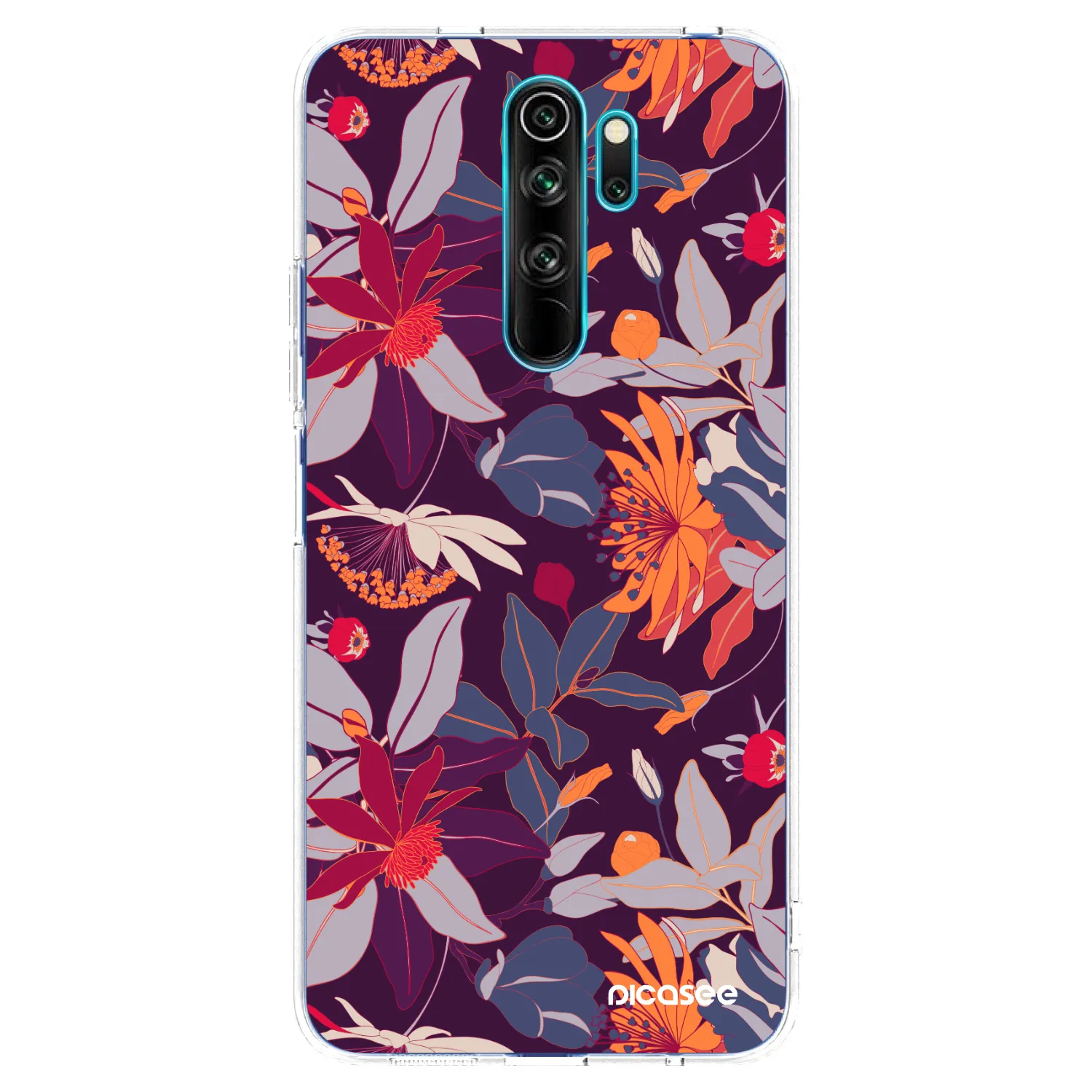 Picasee Xiaomi Redmi Note 8 Pro Hülle - Transparentes Silikon - Purple Leaf