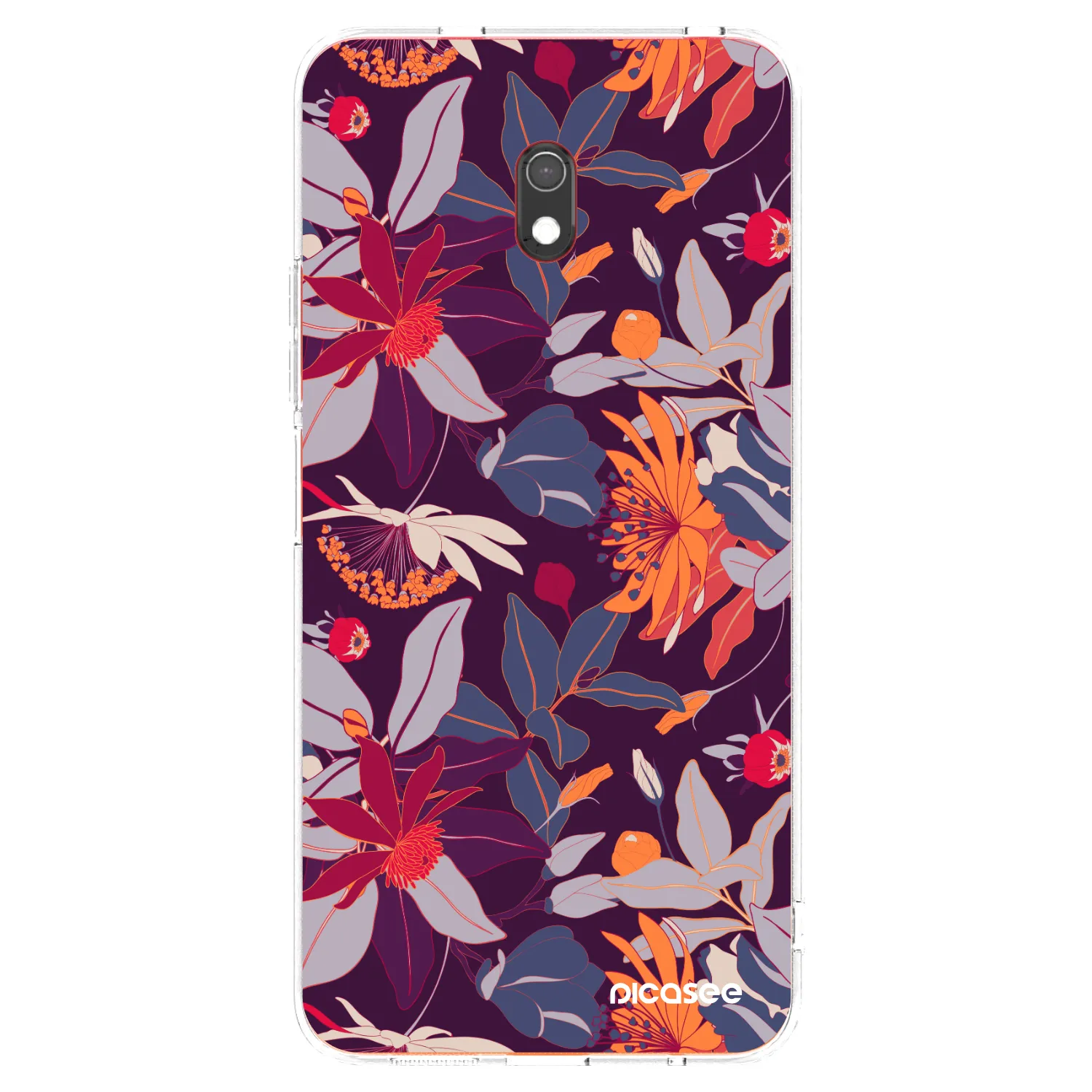 Picasee Xiaomi Redmi 8A Hülle - Transparentes Silikon - Purple Leaf