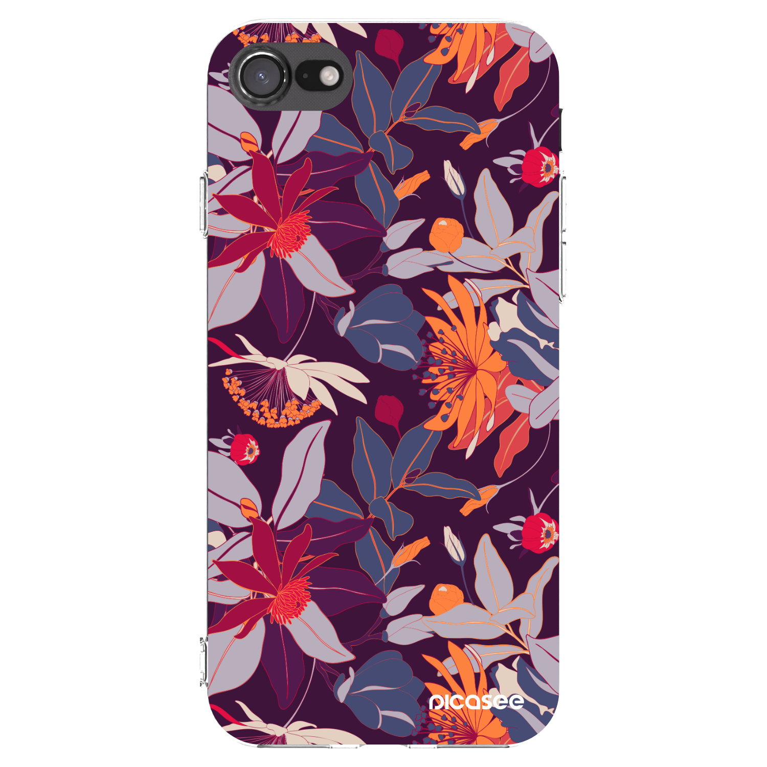 Picasee Apple iPhone SE 2020 Hülle - Transparentes Silikon - Purple Leaf