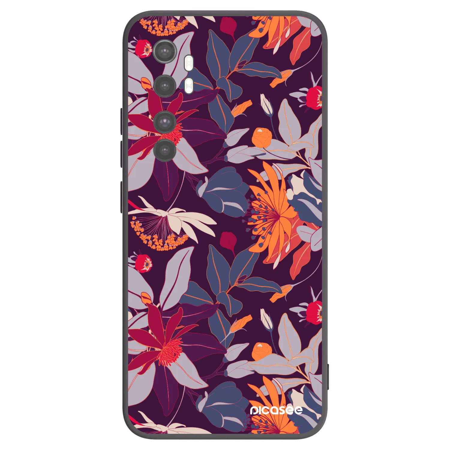 Picasee Xiaomi Mi Note 10 Lite Hülle - Schwarzes Silikon - Purple Leaf