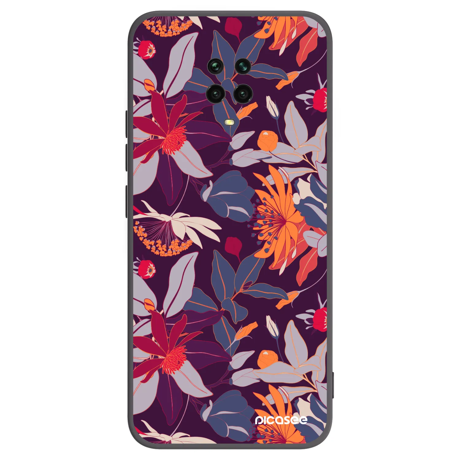 Picasee Xiaomi Redmi Note 9S Hülle - Schwarzes Silikon - Purple Leaf