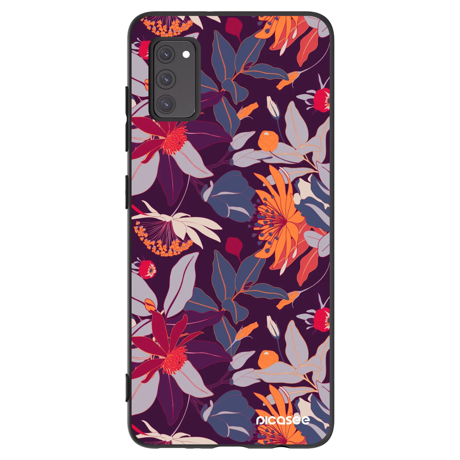 Picasee Samsung Galaxy A41 A415F Hülle - Schwarzes Silikon - Purple Leaf