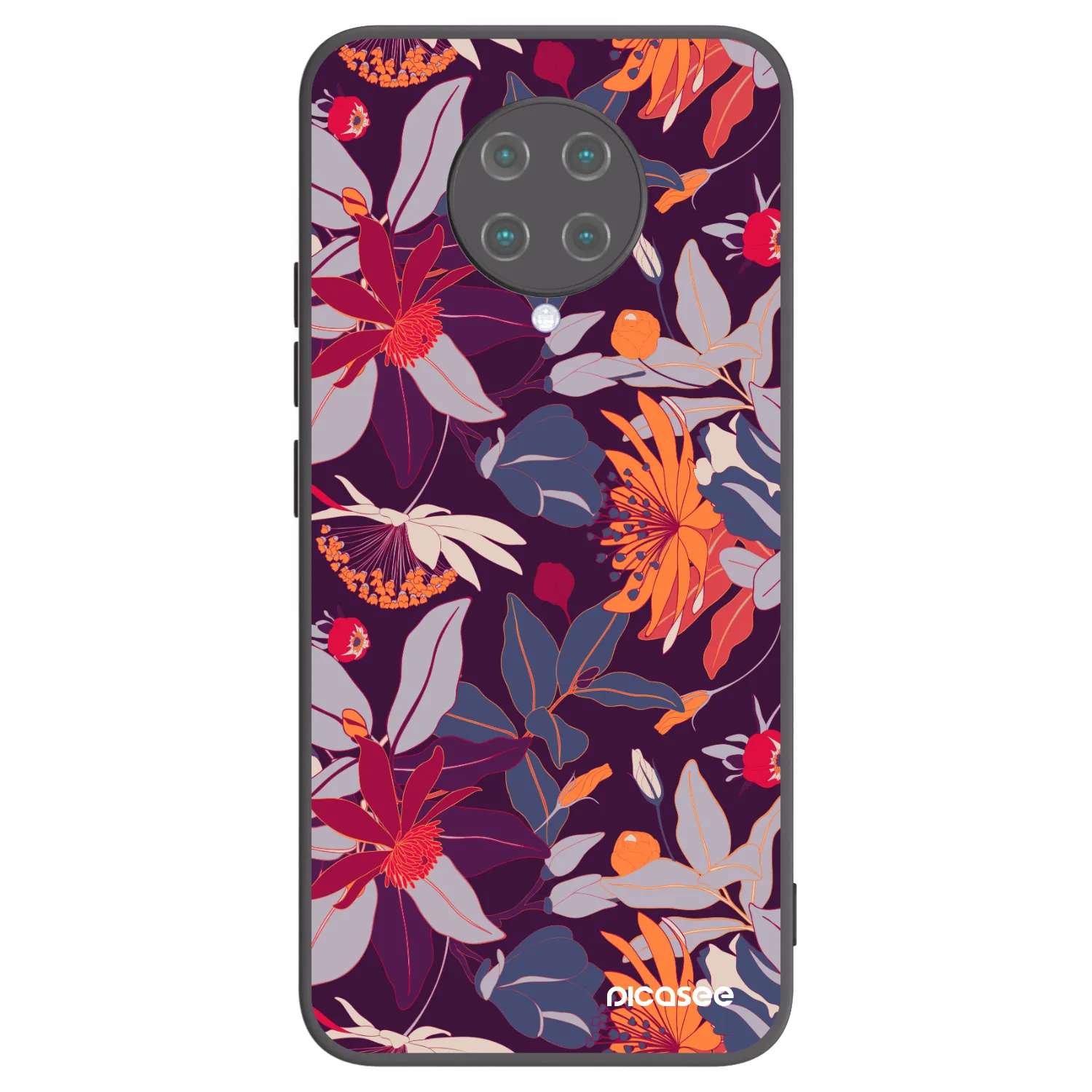 Picasee Xiaomi Poco F2 Pro Hülle - Schwarzes Silikon - Purple Leaf