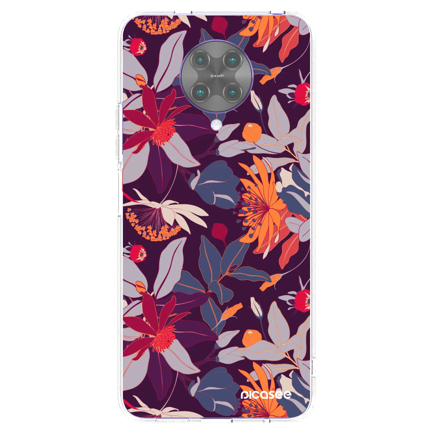 Picasee Xiaomi Poco F2 Pro Hülle - Transparentes Silikon - Purple Leaf