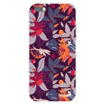 Picasee Apple iPhone 5/5S/SE Hülle - Transparentes Silikon - Purple Leaf