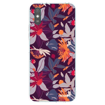 Picasee Xiaomi Redmi 9A Hülle - Transparentes Silikon - Purple Leaf