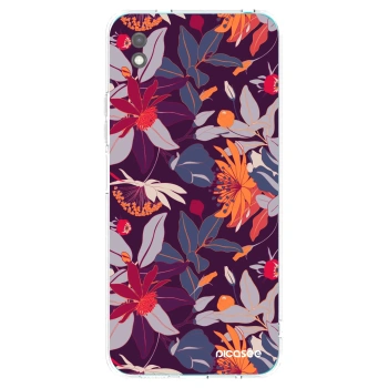 Picasee Xiaomi Redmi 9A Hülle - Schwarzes Silikon - Purple Leaf