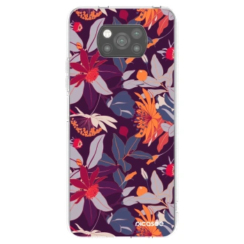 Picasee Xiaomi Poco X3 Hülle - Schwarzes Silikon - Purple Leaf