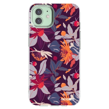 Picasee Apple iPhone 12 Pro Hülle - Transparentes Silikon - Purple Leaf