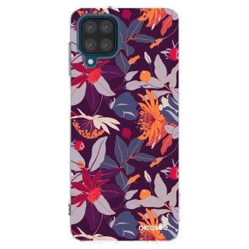 Picasee Samsung Galaxy A12 A125F Hülle - Transparentes Silikon - Purple Leaf