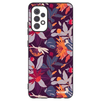 Picasee Samsung Galaxy A32 5G A326B Hülle - Schwarzes Silikon - Purple Leaf