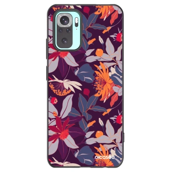 Picasee Xiaomi Redmi Note 10 Pro Hülle - Schwarzes Silikon - Purple Leaf