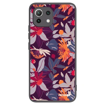 Picasee Xiaomi Mi 11 Lite Hülle - Schwarzes Silikon - Purple Leaf