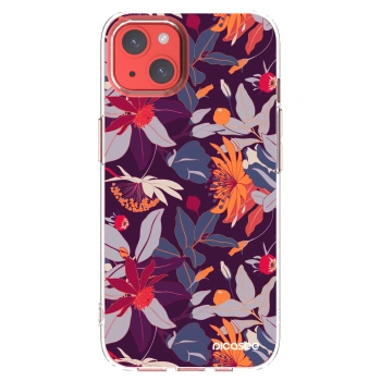 Picasee Apple iPhone 13 Hülle - Transparentes Silikon - Purple Leaf