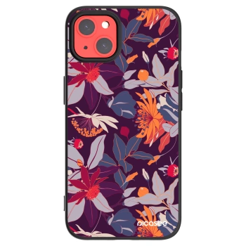 Picasee Apple iPhone 13 Hülle - Schwarzes Silikon - Purple Leaf