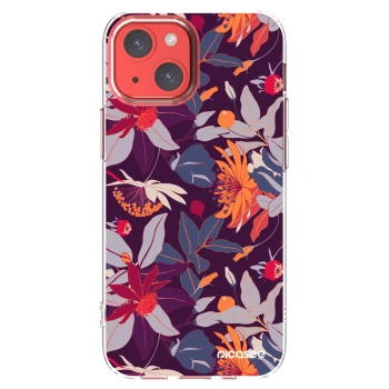 Picasee Apple iPhone 13 mini Hülle - Transparentes Silikon - Purple Leaf