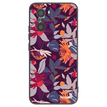 Picasee Xiaomi Poco F3 Hülle - Schwarzes Silikon - Purple Leaf