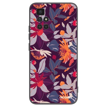 Picasee Xiaomi Redmi 10 Hülle - Schwarzes Silikon - Purple Leaf