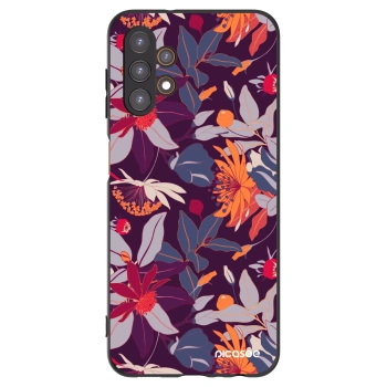Picasee Samsung Galaxy A13 4G A135 Hülle - Schwarzes Silikon - Purple Leaf
