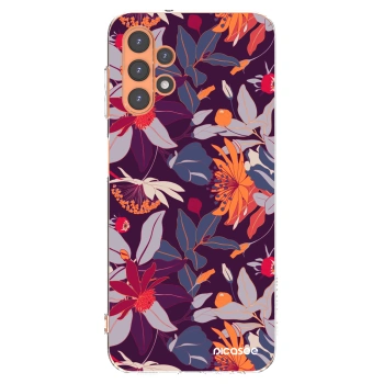 Picasee Samsung Galaxy A13 4G A135 Hülle - Transparentes Silikon - Purple Leaf