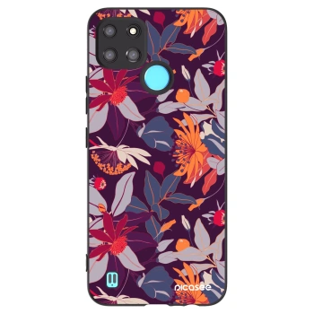 Picasee Realme C21Y Hülle - Schwarzes Silikon - Purple Leaf