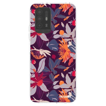 Picasee OPPO A94 5G Hülle - Transparentes Silikon - Purple Leaf