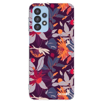 Picasee Samsung Galaxy A23 A235F 4G Hülle - Transparentes Silikon - Purple Leaf