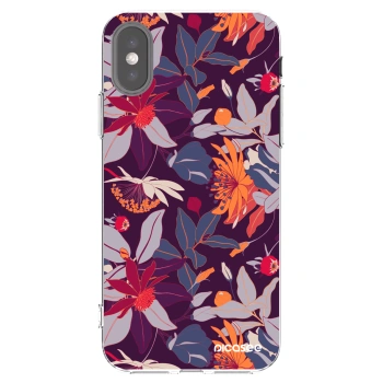 Picasee Apple iPhone X/XS Hülle - Transparentes Silikon - Purple Leaf