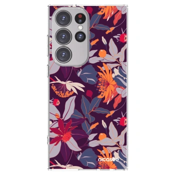 Picasee Samsung Galaxy S23 Ultra 5G Hülle - Transparentes Silikon - Purple Leaf
