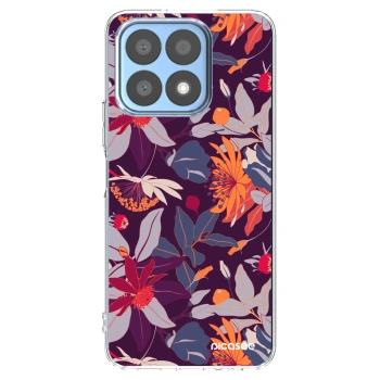 Picasee Honor X8a Hülle - Transparentes Silikon - Purple Leaf