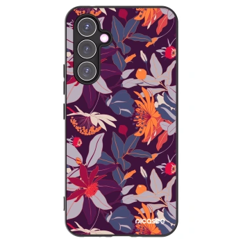 Picasee Samsung Galaxy A54 5G A546B Hülle - Schwarzes Silikon - Purple Leaf