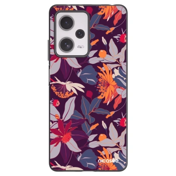 Picasee Xiaomi Redmi Note 12 Pro+ 5G Hülle - Schwarzes Silikon - Purple Leaf