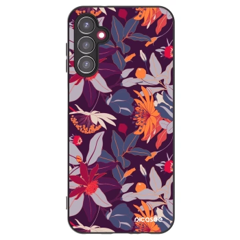Picasee Samsung Galaxy A14 4G A145R Hülle - Schwarzes Silikon - Purple Leaf
