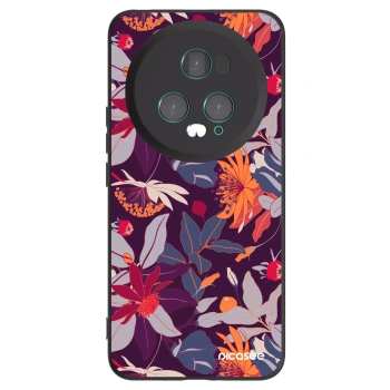 Picasee Honor Magic5 Pro Hülle - Schwarzes Silikon - Purple Leaf