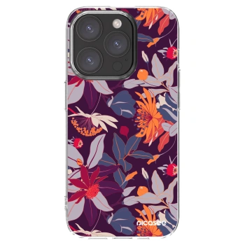 Picasee Apple iPhone 15 Pro Hülle - Transparentes Silikon - Purple Leaf