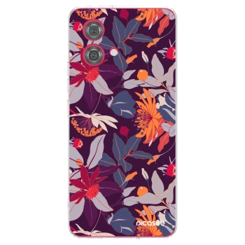 Picasee Motorola Moto G84 5G Hülle - Transparentes Silikon - Purple Leaf
