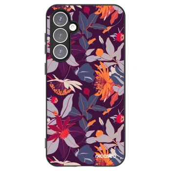Picasee Samsung Galaxy S23 FE S711B Hülle - Schwarzes Silikon - Purple Leaf