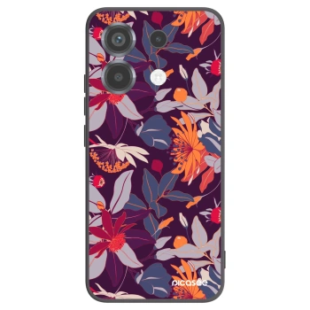 Picasee Xiaomi Poco X6 Hülle - Schwarzes Silikon - Purple Leaf