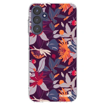 Picasee Samsung Galaxy A15 A155F 4G Hülle - Transparentes Silikon - Purple Leaf