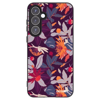 Picasee Samsung Galaxy A55 5G A556B Hülle - Schwarzes Silikon - Purple Leaf