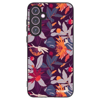 Picasee Samsung Galaxy A35 5G A356B Hülle - Schwarzes Silikon - Purple Leaf