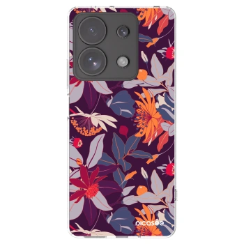 Picasee Xiaomi Redmi Note 13 Pro 4G Hülle - Transparentes Silikon - Purple Leaf