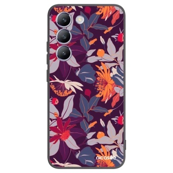 Picasee Vivo V40 SE 5G Hülle - Schwarzes Silikon - Purple Leaf