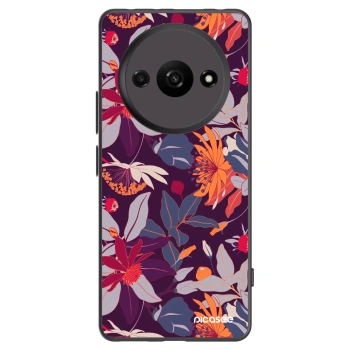 Picasee Xiaomi Redmi A3 Hülle - Schwarzes Silikon - Purple Leaf