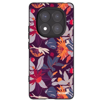 Picasee Xiaomi Redmi Note 14 Pro 5G Hülle - Schwarzes Silikon - Purple Leaf