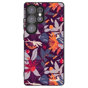 Picasee Samsung Galaxy S25 Ultra 5G Hülle - Schwarzes Silikon - Purple Leaf